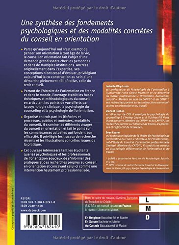 Psychologie Du Conseil En Orientation Isabelle Olry Louis Texte Complet