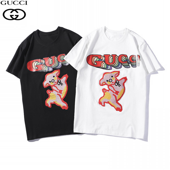 グッチ Tシャツ 半袖 トップスコピーgucci ブランド Tシャツ 可愛い編み物豚付き Tshirtdo S Ownd