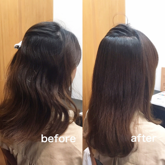施術例 表面のみの縮毛矯正でツヤとおさまりを良く 髪の悩みに真剣 粧屋 めかしや