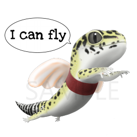 空飛ぶフトアゴゼロ 爬虫類イラスト Funny Reptile Art