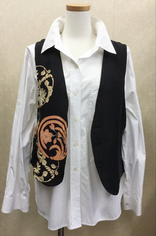 リバーシブル ベスト02 絞 ハンドメイド リメイク 絹 男女兼用 かわいくっ 