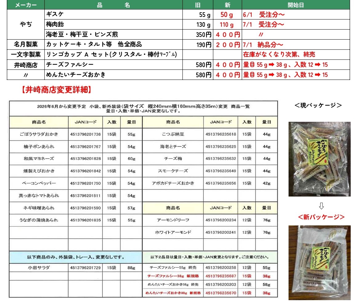 値上げのおしらせ | ㈱やぢ 銘菓卸問屋 ～日本の四季を感じるお菓子を
