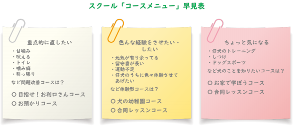コースメニュー ジャンプドッグスクール