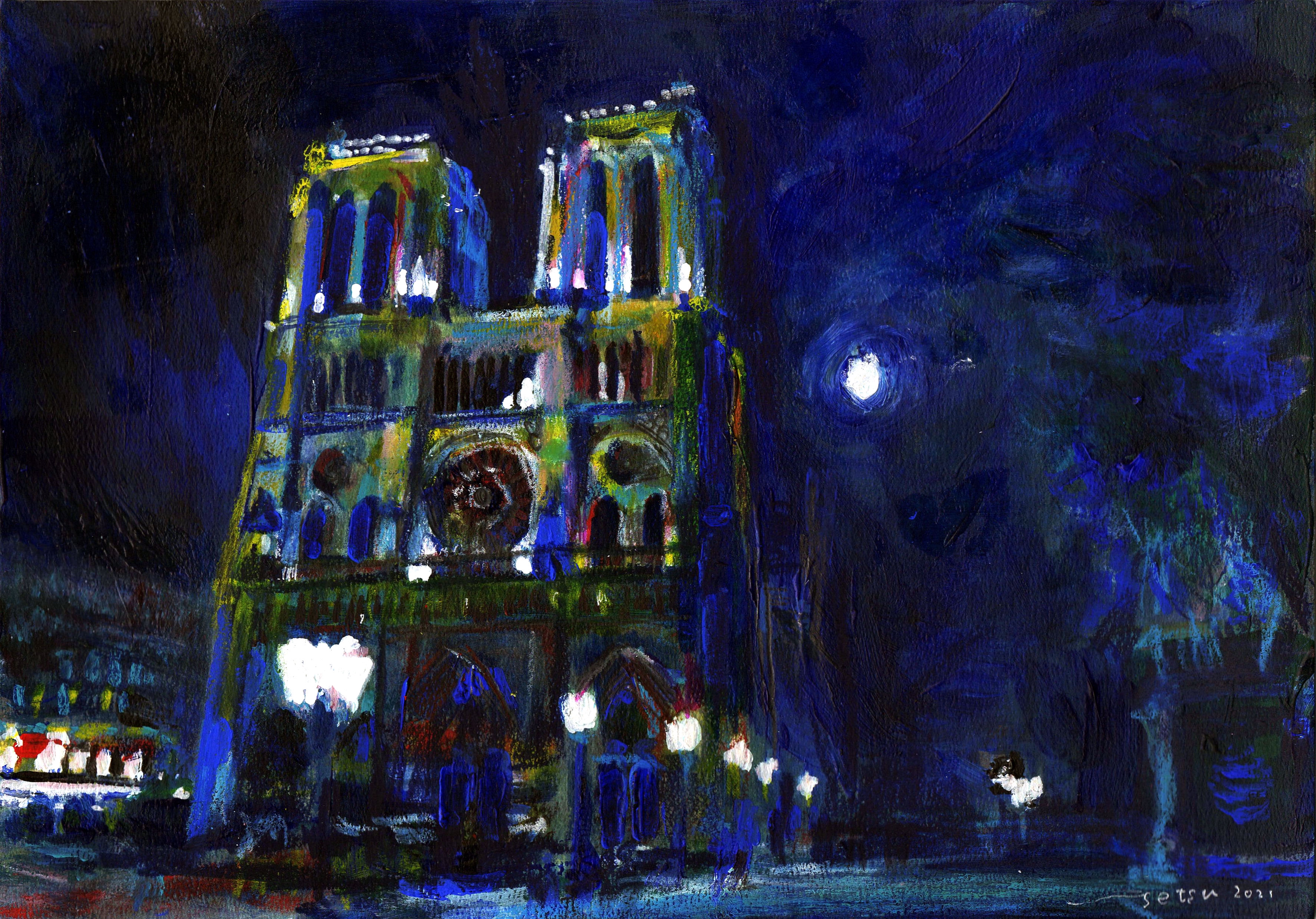 パリのノートルダム寺院 | せつはやと 旅行画家