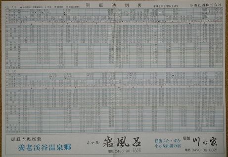 小湊鉄道 茨城交通 栗原電鉄 1991年3月16日改正 掲示用 ゴミュニティ