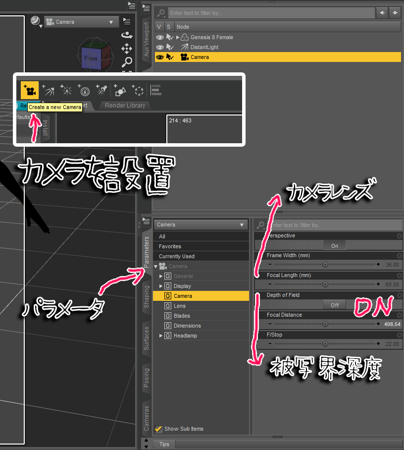 Daz Studio Tipsをできるだけ日本語で解説する カメラ かすみん S Daz Studio Gallery