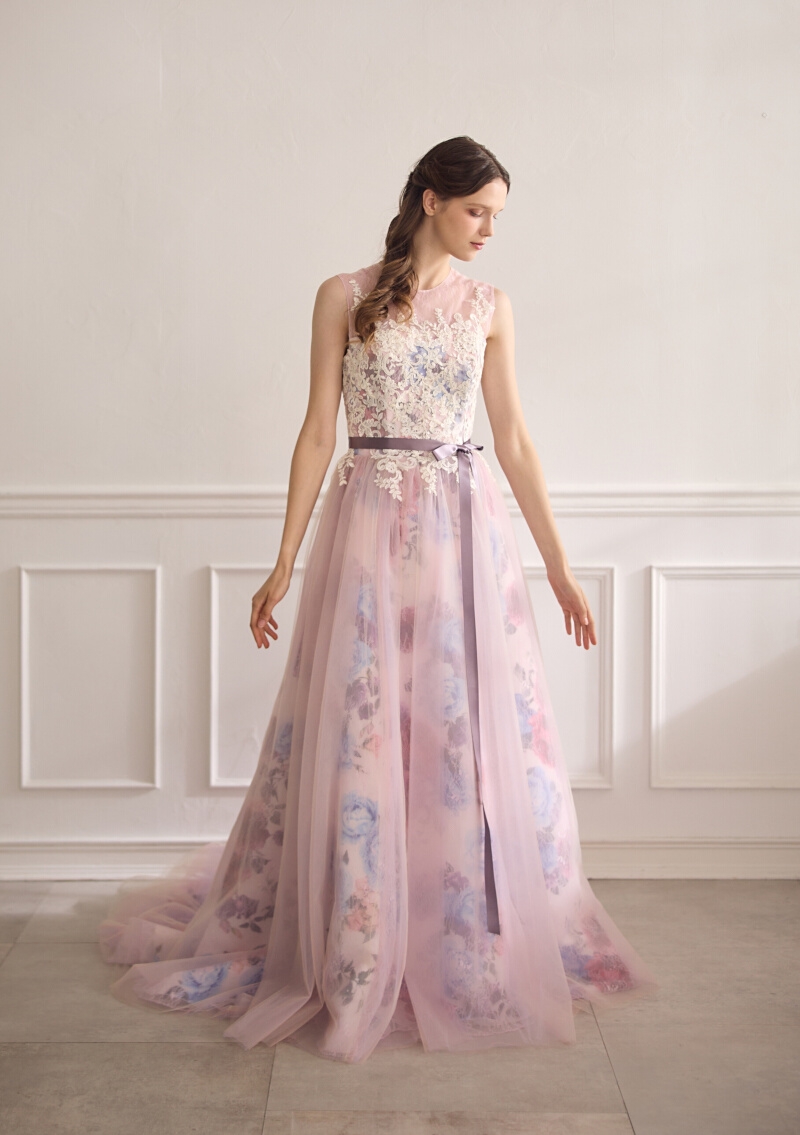 Ameri vintage＊Purple Dress (結婚式/パーティドレス) Ameri VINTAGE アート柄ブルードレス (M) をレンタル - 結婚式