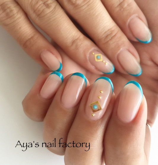 ターコイズ 細フレンチ Iera Nail Works