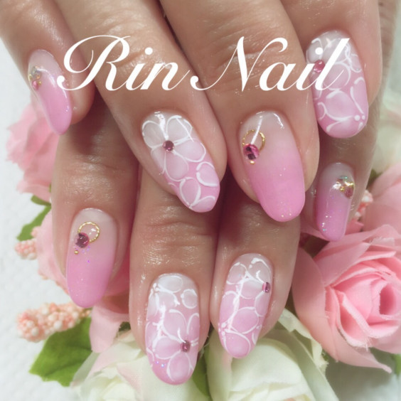 ふんわりフラワーのジェルネイル Rin Nail