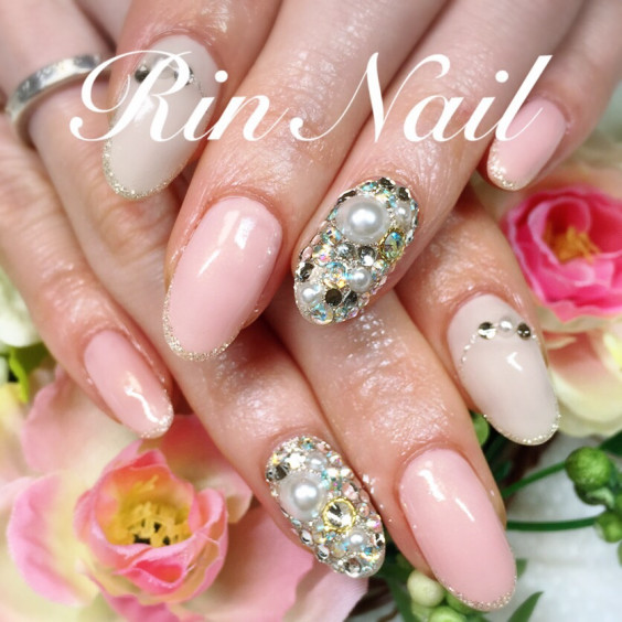 ビジュー キラキラ埋め尽くし Rin Nail