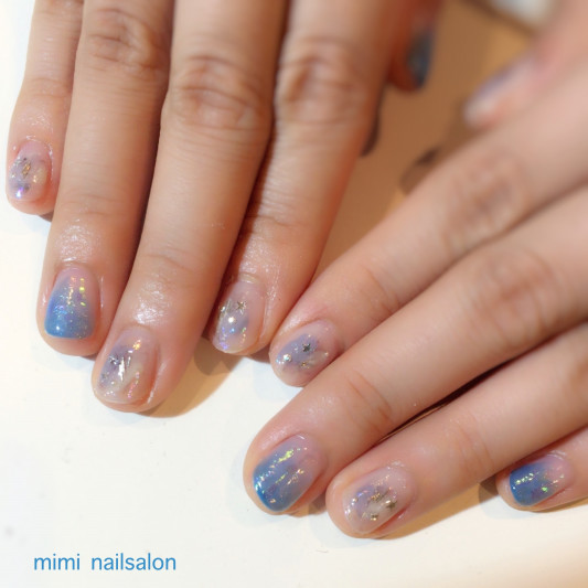 キラキラオーロラネイル 学芸大学ネイルサロン Mimi Nailsalon