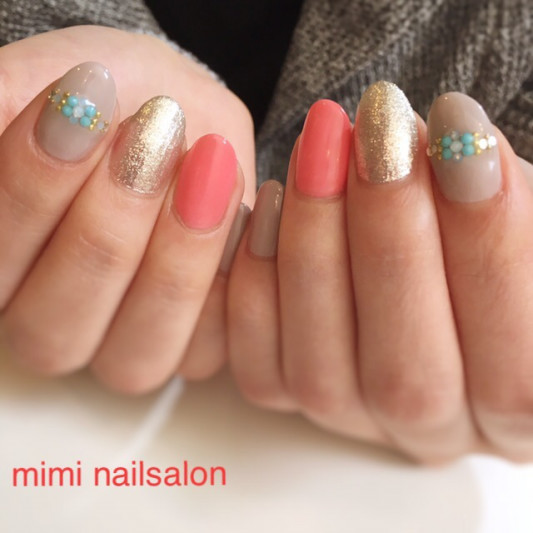 ワンカラー ストーン 学芸大学ネイルサロン Mimi Nailsalon