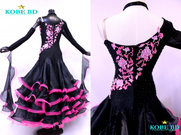 No 6717 ブラック ローズピンク De Nice 社交ダンスドレスショップ Kobe