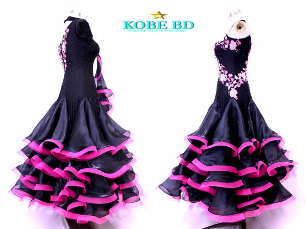 No 6717 ブラック ローズピンク De Nice 社交ダンスドレスショップ Kobe