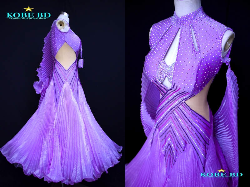 社交ダンススタンダードドレス薄紫色