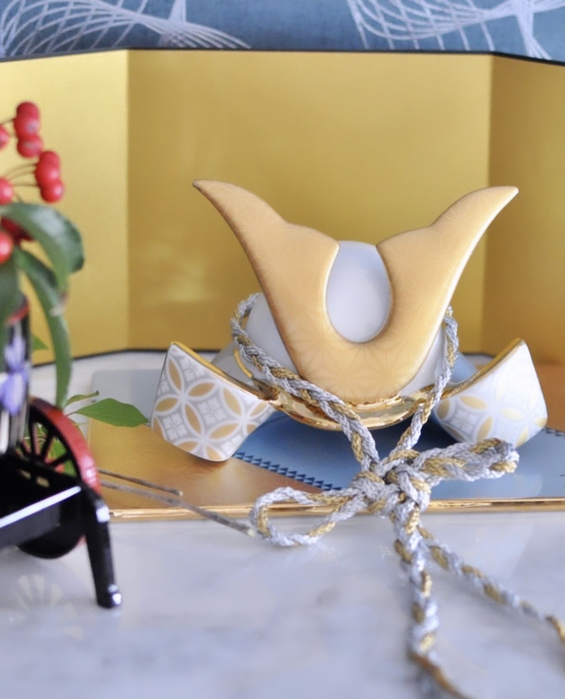 フルオーダーメイド】ポーセラーツ兜&台座セットこどもの日名入れ無料