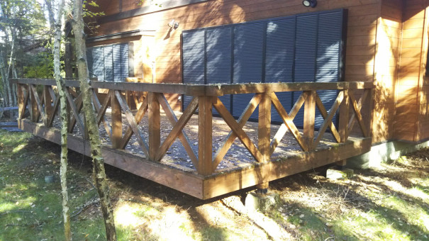 蓼科別荘 ウッドデッキ改装 外壁塗装 木楽