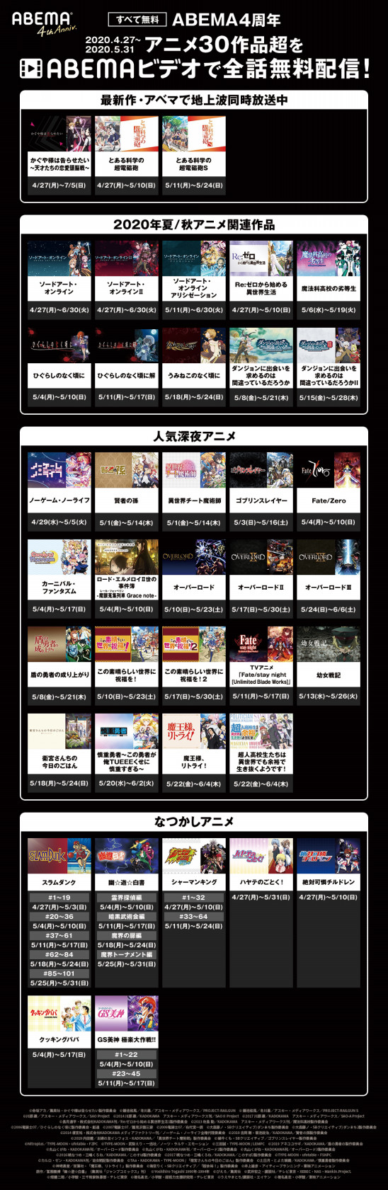 Gwおうちでアベマ第8弾 人気アニメ30タイトル超を4月27日 月 より 全話 無料配信 かぐや様は告らせたい 天才たちの恋愛頭脳戦 や とある科学の超電磁砲 シリーズ スラムダンク など 株式会社abematv