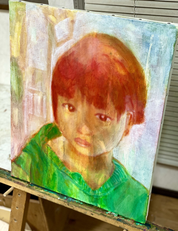 中学生 自画像を描く 絵画教室 Atago Art Lab あたごラボ 中学生 自画像を描く 絵画教室 Atago Art Lab あたごラボ