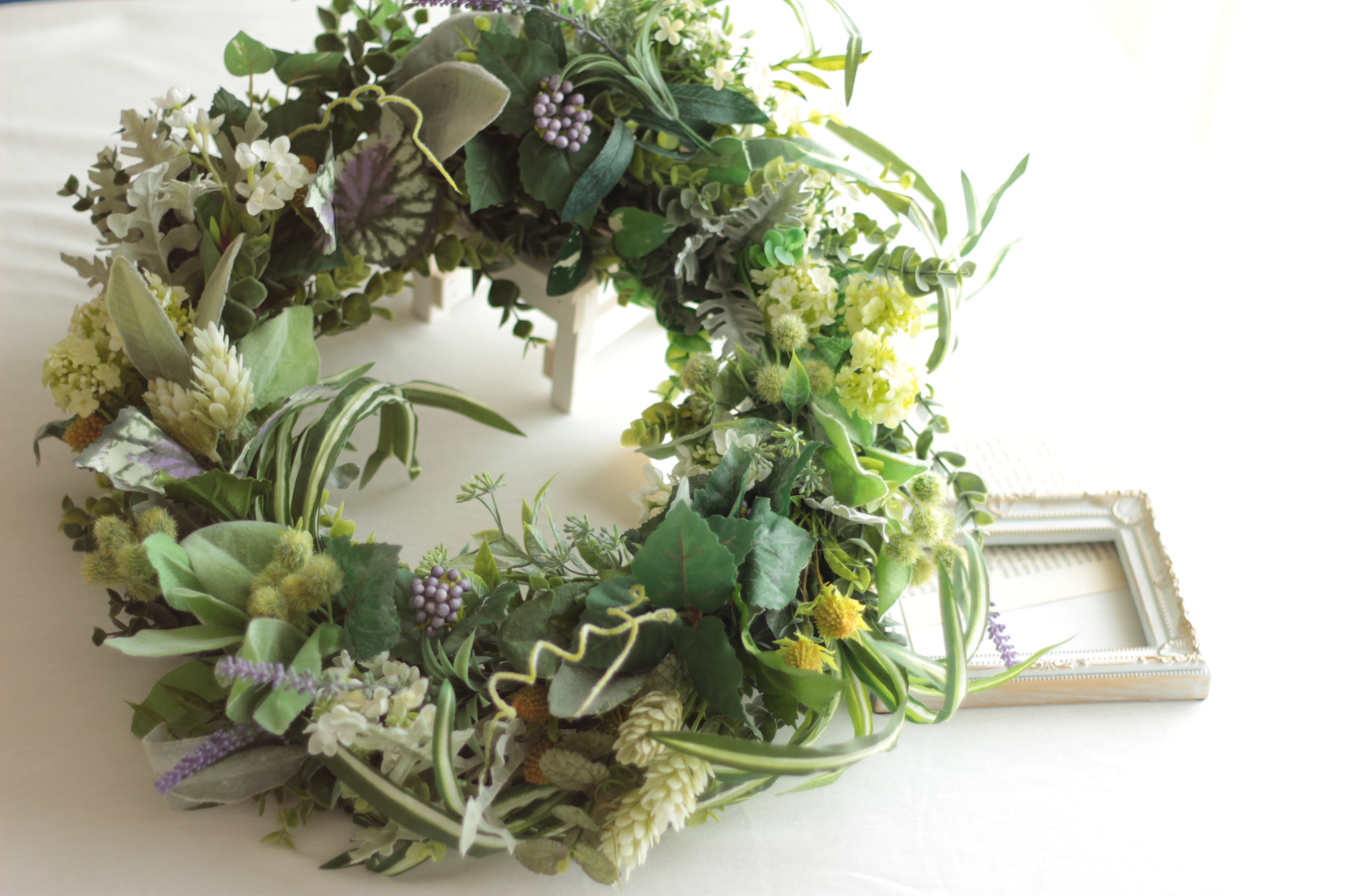 さわやかグリーンリース*⁠.⁠ 玄関リース 造花リース