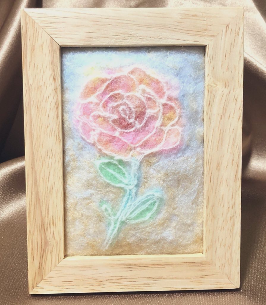 花一輪 羊毛フェルト 羊毛刺繍 羊毛アート 羊毛絵画 | 癒しの書