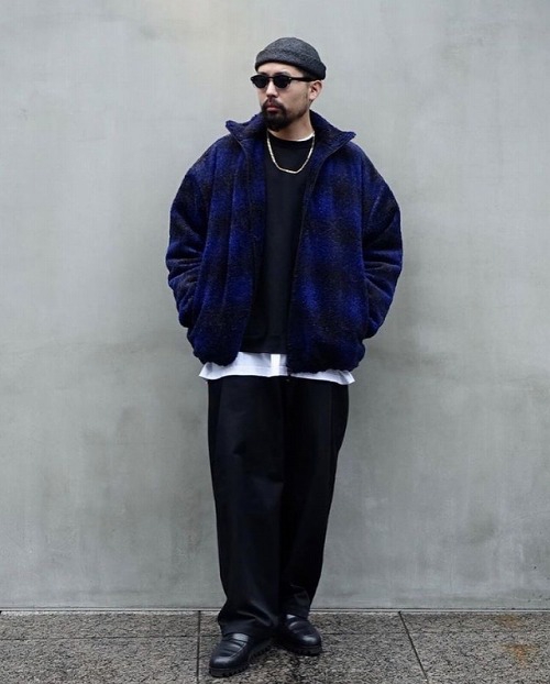 cootie / Ombre Boa Check track jacket