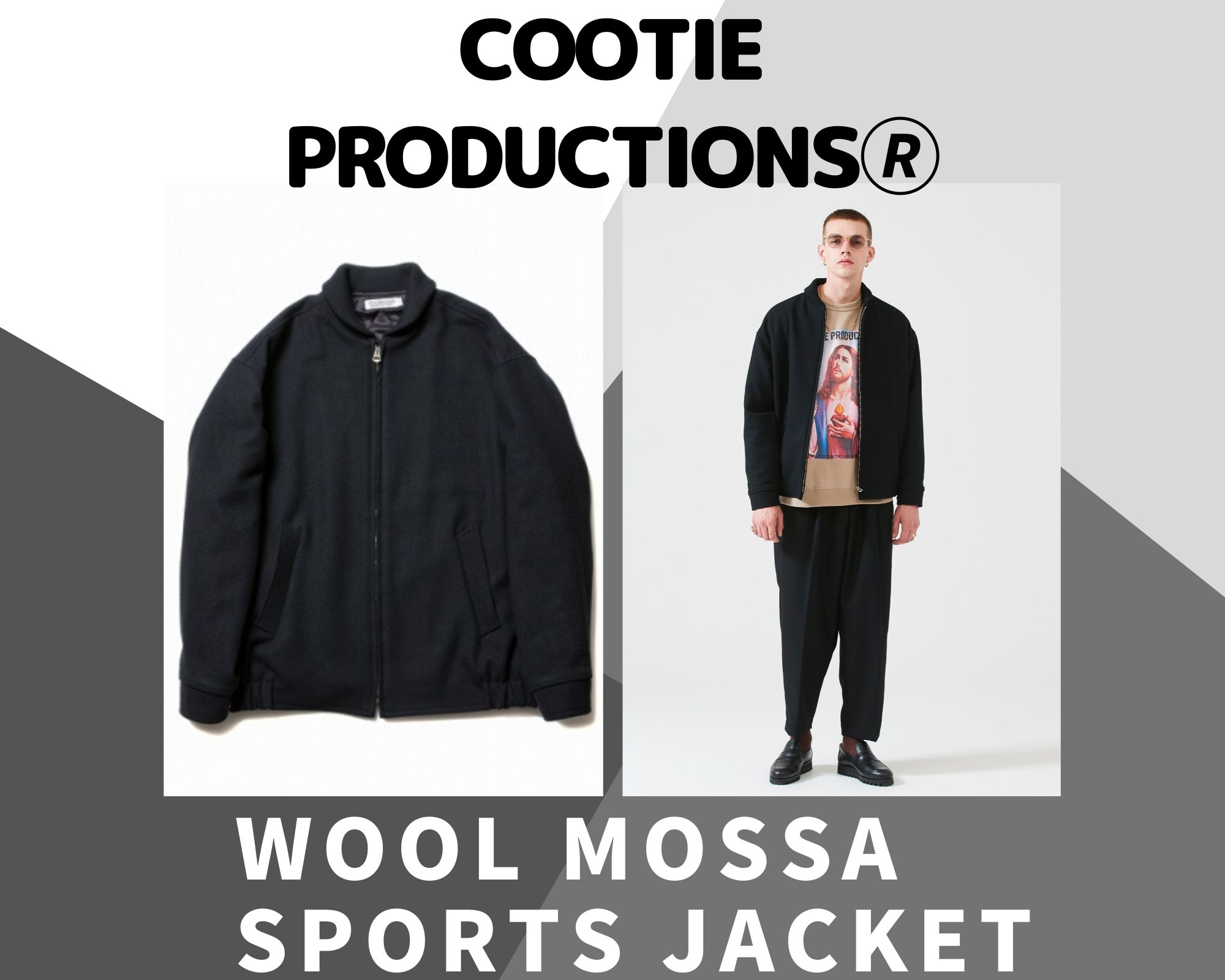 COOTIE Wool Mossa Sports Jacket -Blackサイズ着丈肩幅身幅袖丈