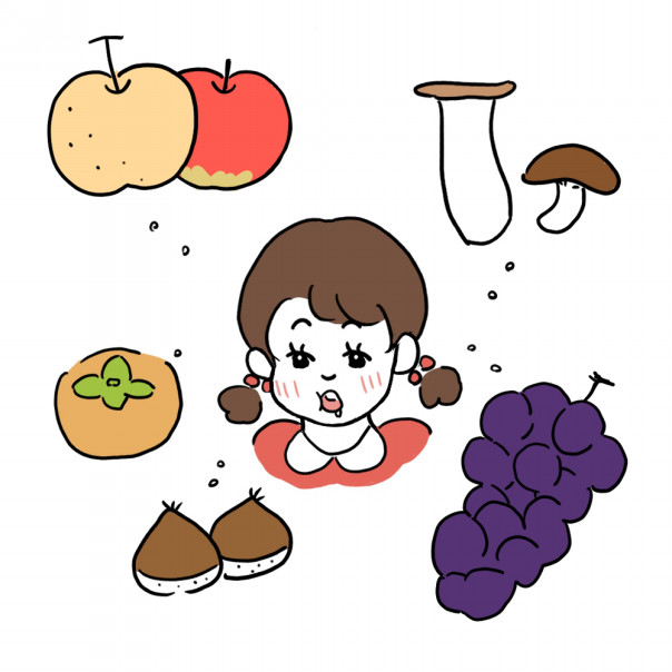 食欲の秋 挿絵 イラストカット イラストレーターうえきようこ 食欲の秋 挿絵 イラストカット イラストレーターうえきようこ