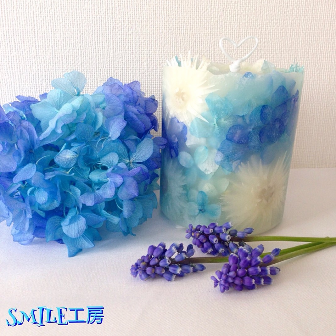 完売】イニシャル キャンドル アルファベット オブジェ 紫陽花