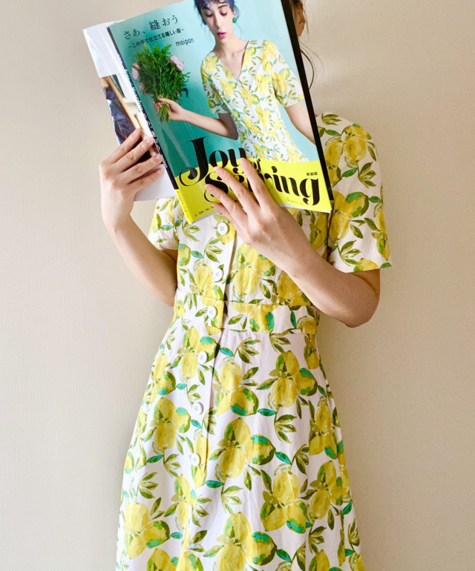 レモン柄のワンピース ちょっとした簡単アレンジ I Love Your Dress レモン柄のワンピース ちょっとした簡単アレンジ I Love Your Dress