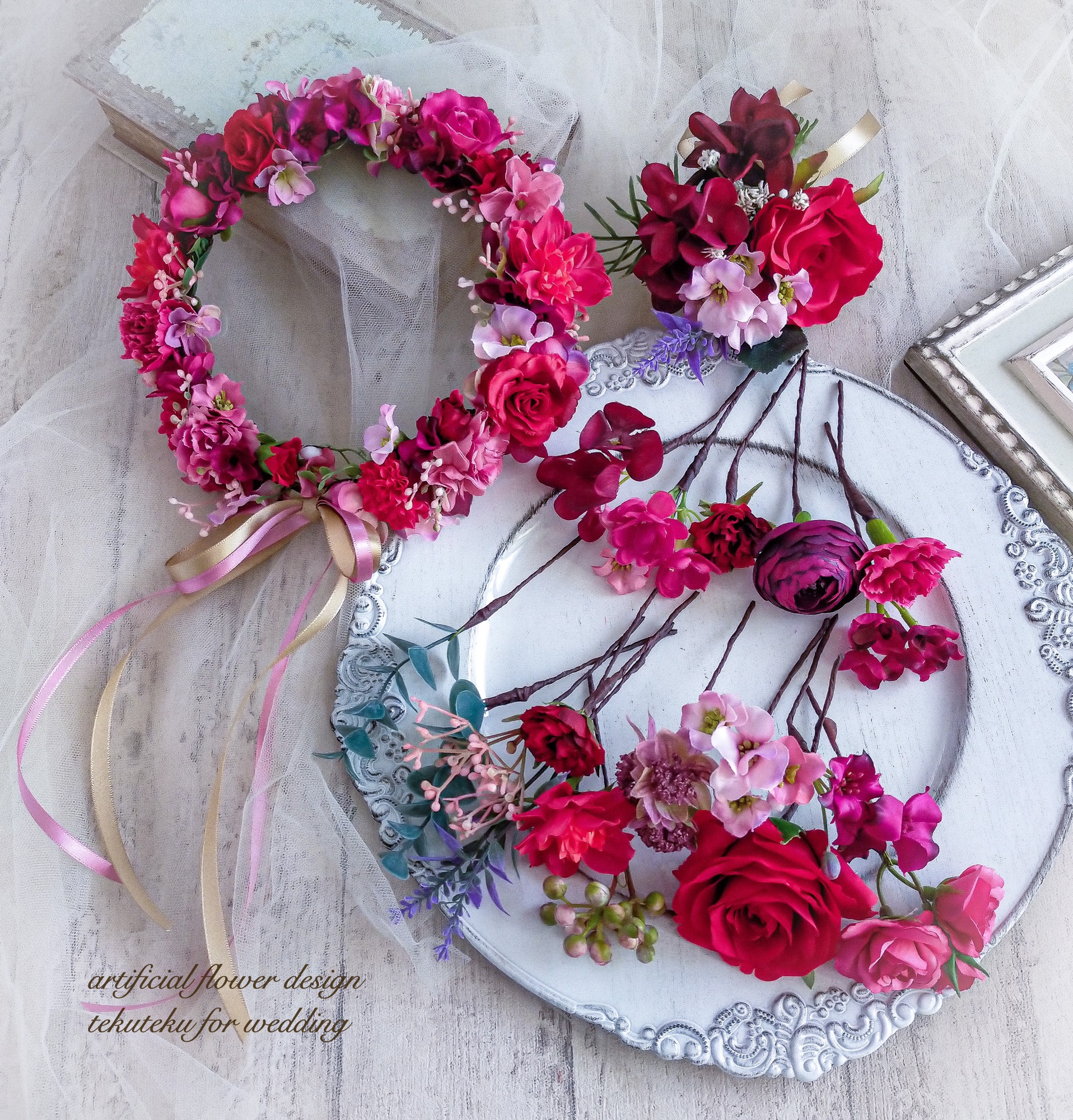 布花作品♡カラーカサブランカリース カサブランカのワインレッドブーケ | tekuteku＊flower