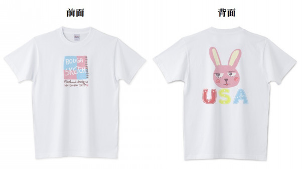 ラフスケッチうさぎtシャツ デザインｔシャツ通販 きりたんぽ 秋田市