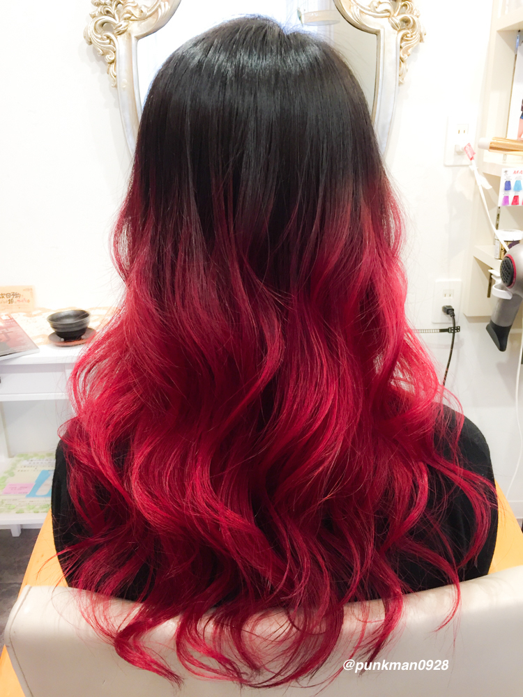 レッドグラデーションカラー 赤髪色 Private Hair Salon Aurora アウローラ