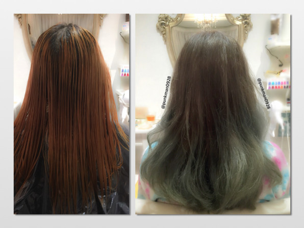 マットグリーングラデーションカラー 髪色 Private Hair Salon マットグリーングラデーションカラー 髪色 Private Hair Salon