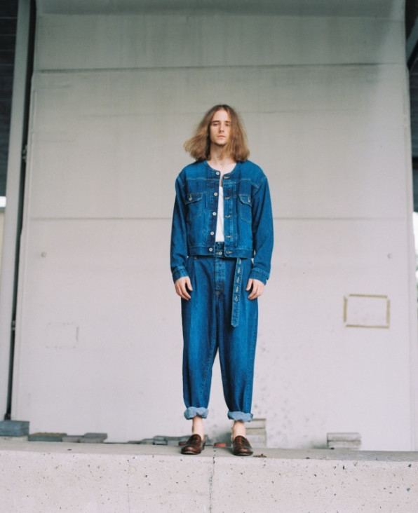 16ss ダブレット doublet ☆ 福岡出品 ノーカラーシルクデニム 