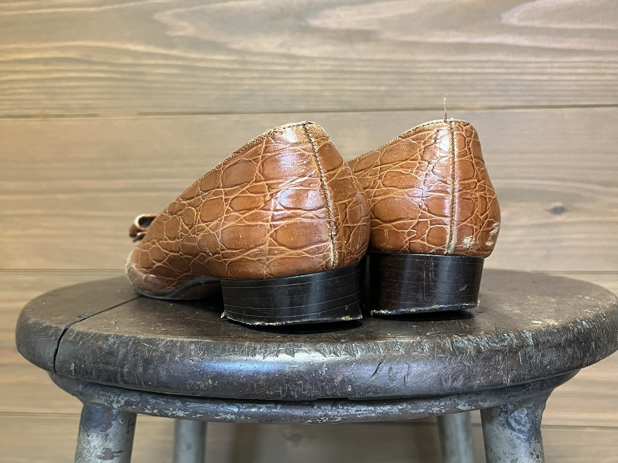 Ferragamo×ハーフソール、ヒールリフト＋積み革、靴磨き