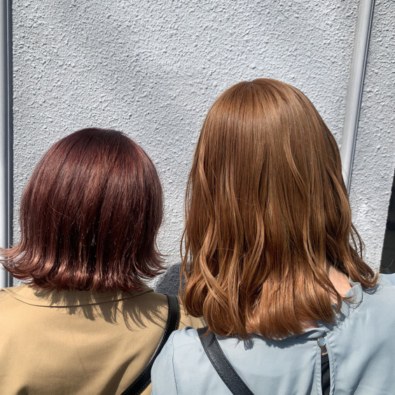 オレンジベージュとピンクベージュ Hair Make Earth 長野稲田