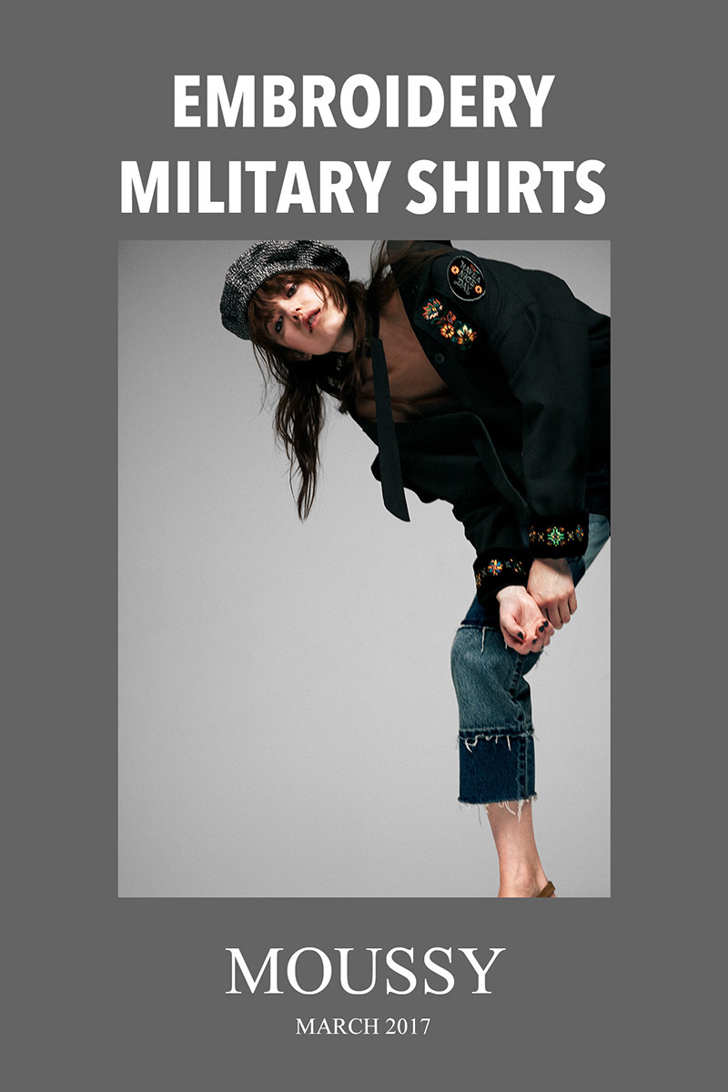 MOUSSY EMBROIDERY MILITARY シャツ