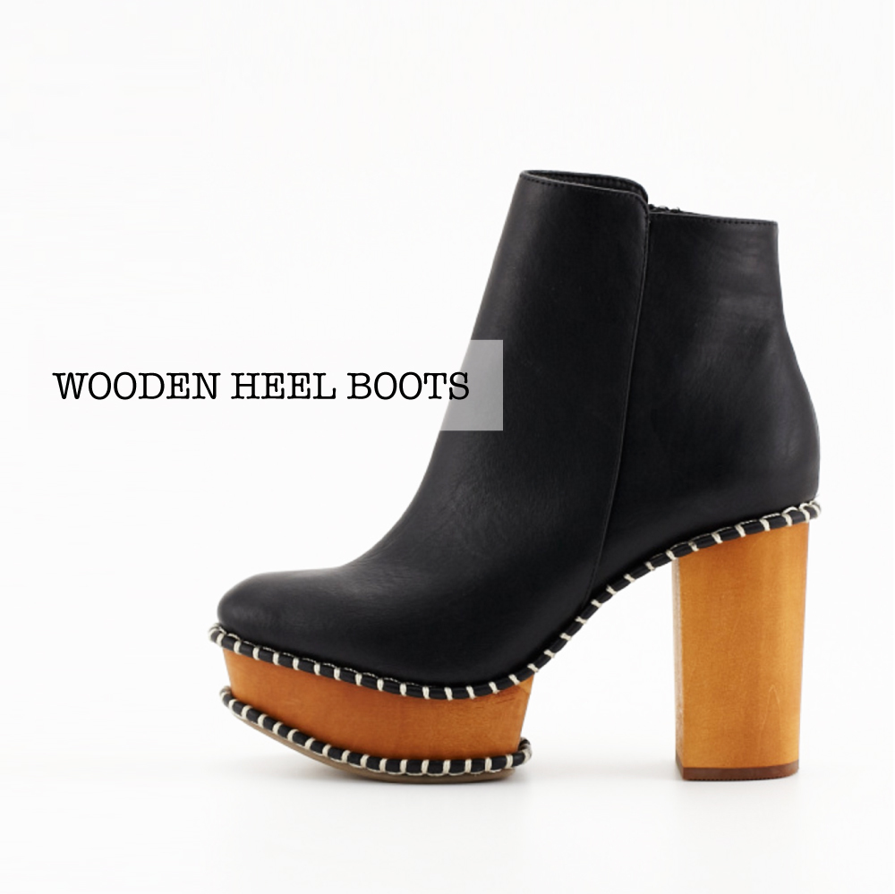 MOUSSY WOODEN HEEL BOOTS-