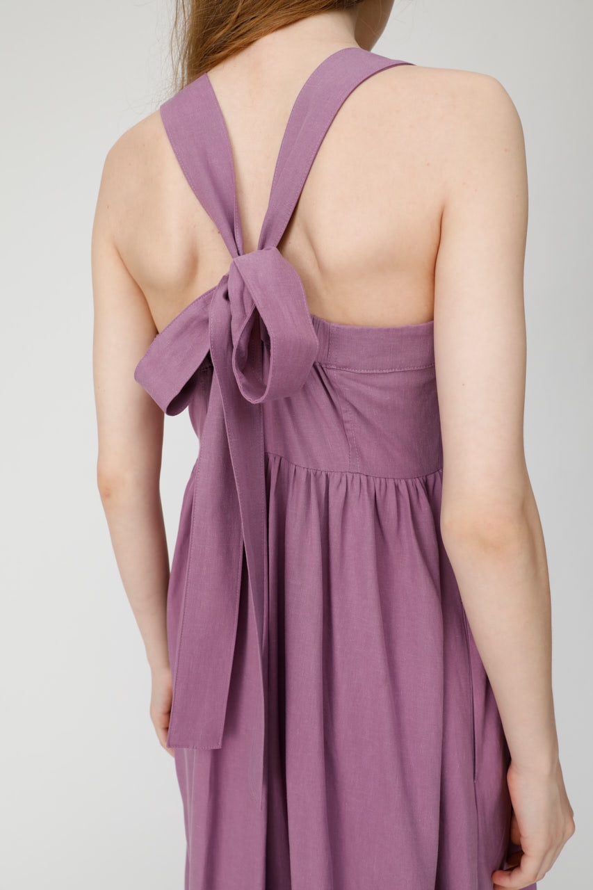【新品】 MOUSSY BACK RIBBON CAMI DRESS パープル ac9fd54ff66e6143c0d0cab268e8a6