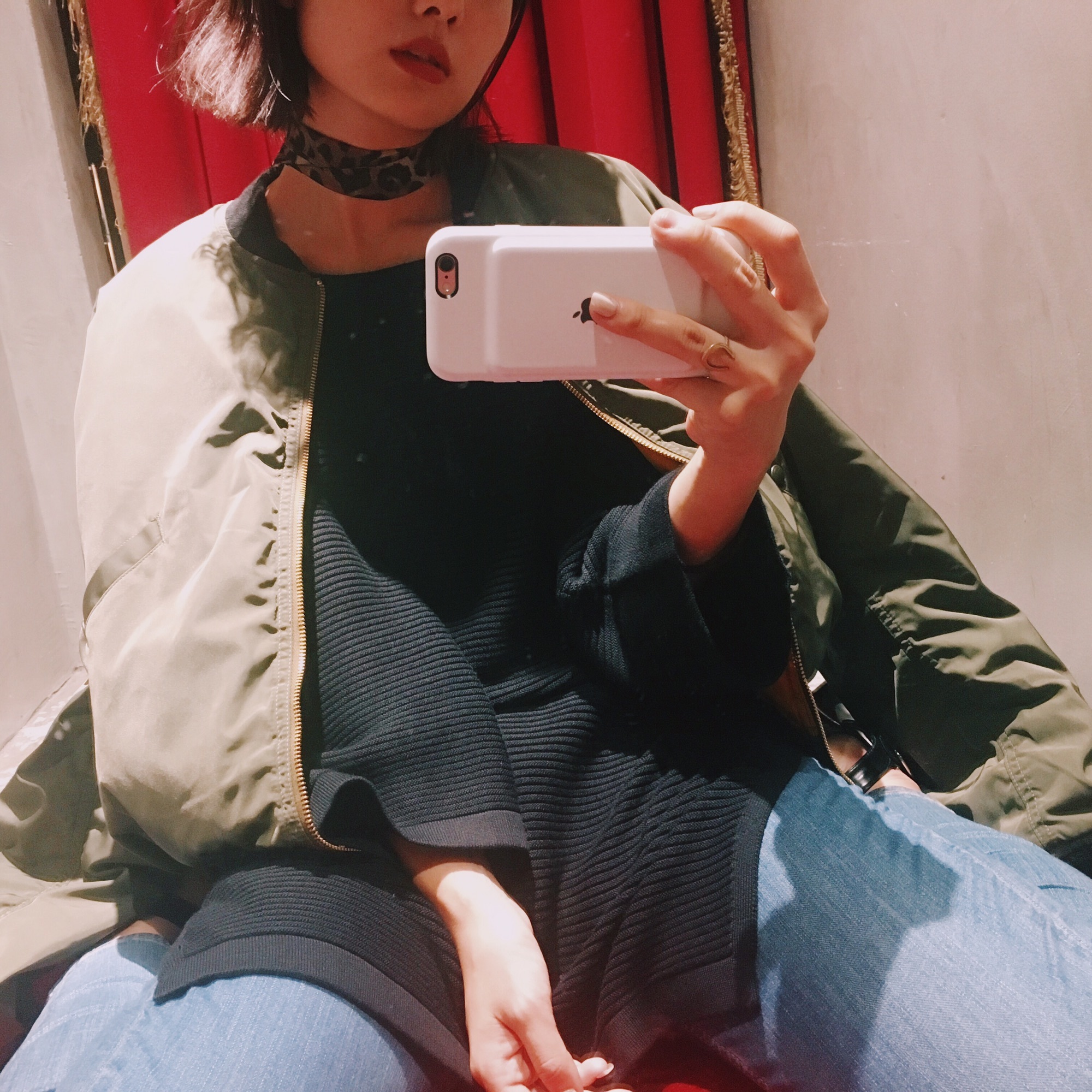 ハンドメイドまり Floral Jacquard Fraise Stitch High Neck Top - navy - Mame