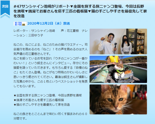 12 2放送 Bs Tbsねこ自慢 47 に出演します 3回目です 旅にゃんこ だいきち ふくちゃん The Traveling Cats