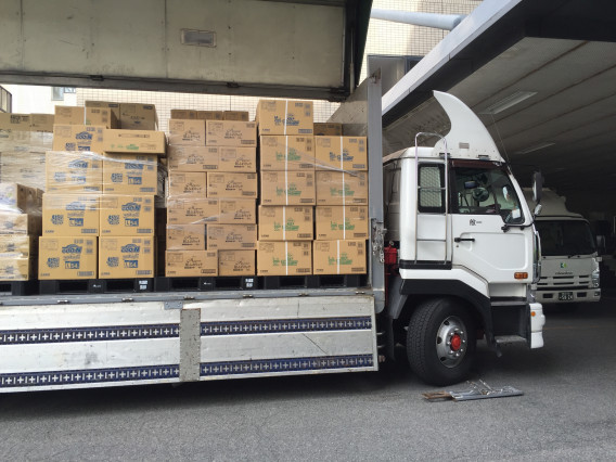 熊本市へ救援物資輸送 玉名急配運送店