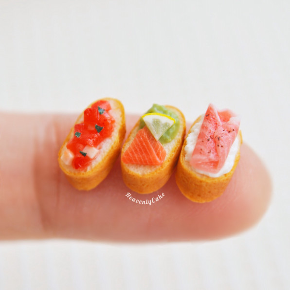 3種のブルスケッタ と少しショップお知らせ Heavenlycake Miniatures