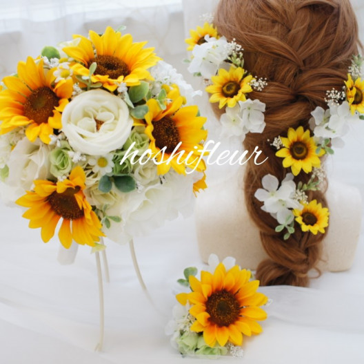 ひまわりヘアパーツ Hoshifleur ホシフルール ウエディングブーケ専門通販
