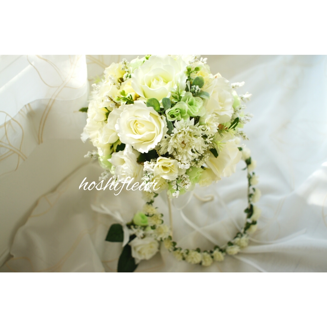 白ブーケ+ブートニア | hoshifleur ホシフルール ～ウエディング