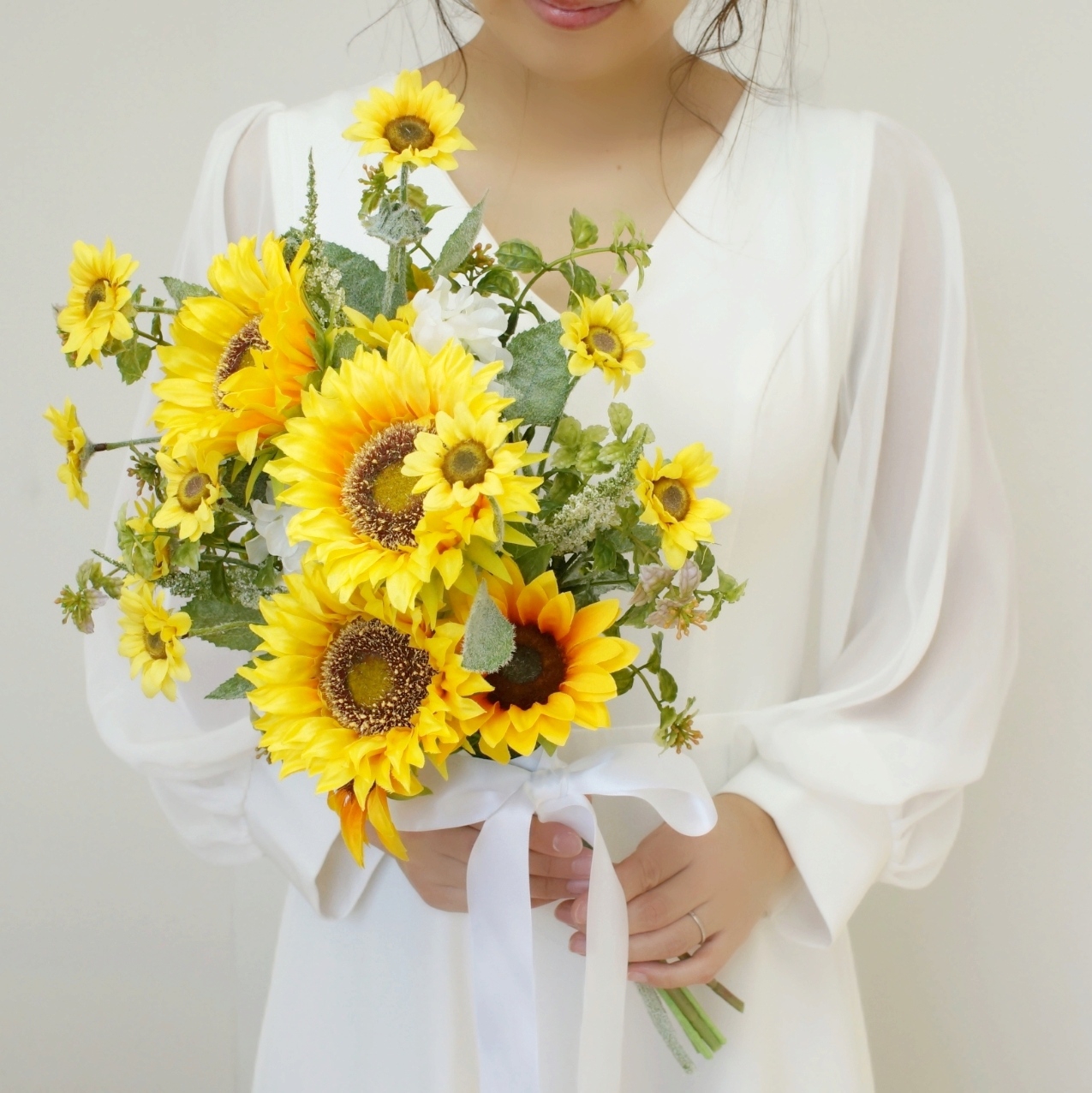 ひまわり大クラッチブーケ ブートニア ゴッホのひまわりブーケ
