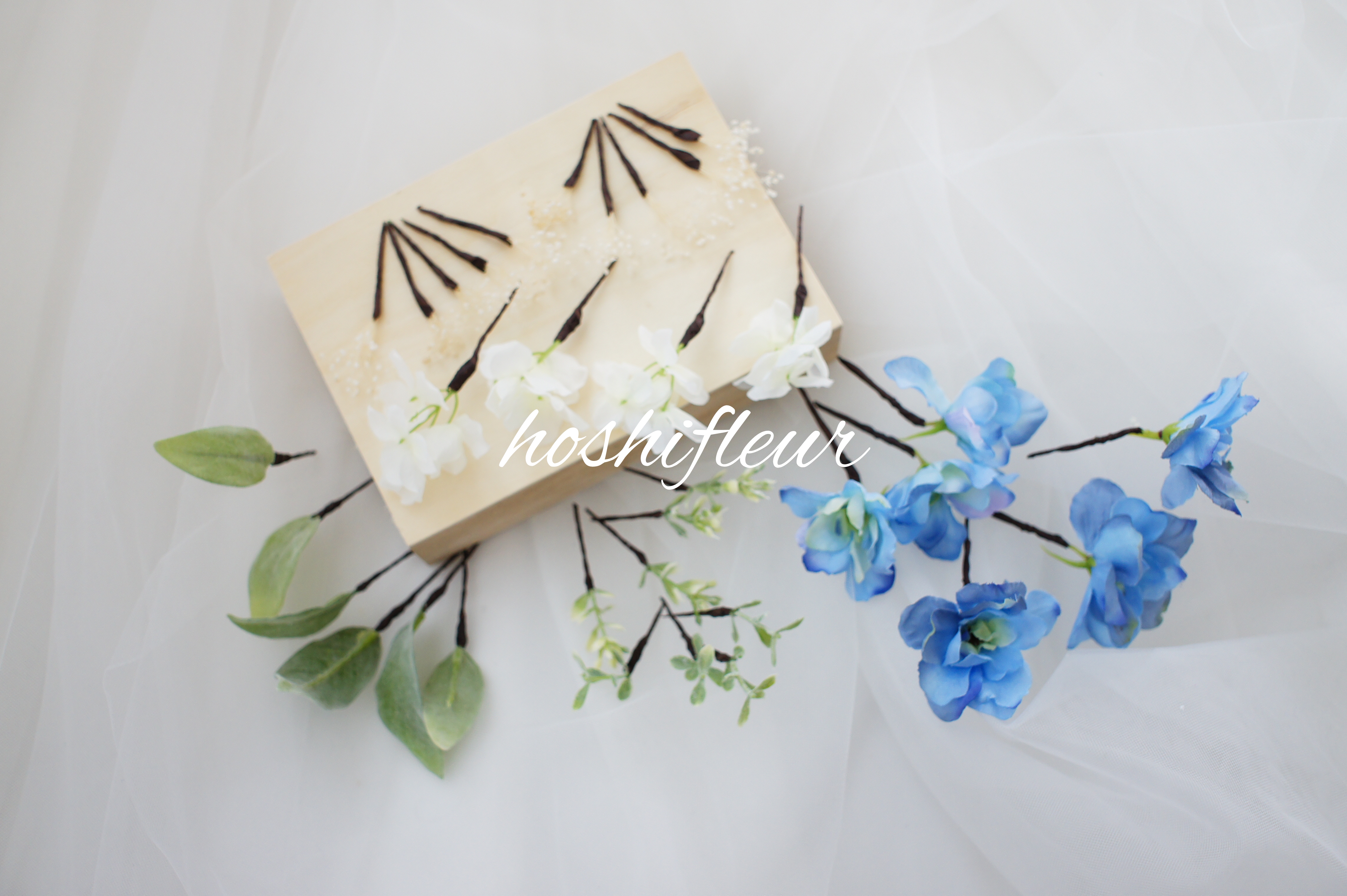 水色ブーケ＋ブートニア＋ヘアパーツ | hoshifleur ホシフルール