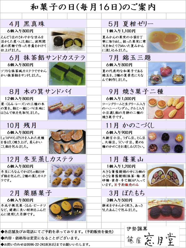 和菓子の日 藤屋窓月堂 和菓子の日 藤屋窓月堂