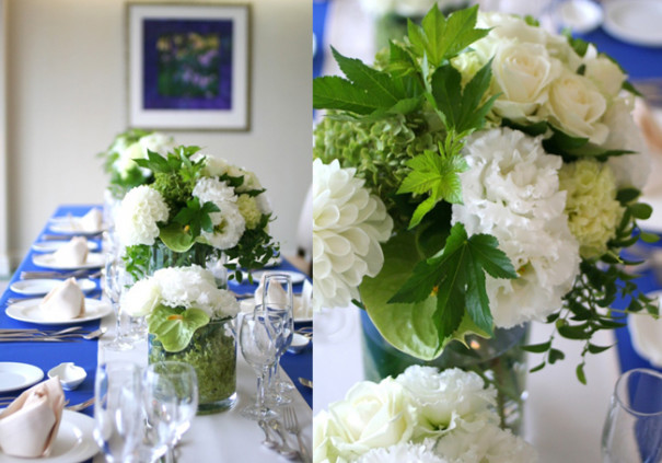 花の画像について ロイヤリティフリー結婚式 テーブル 花 青